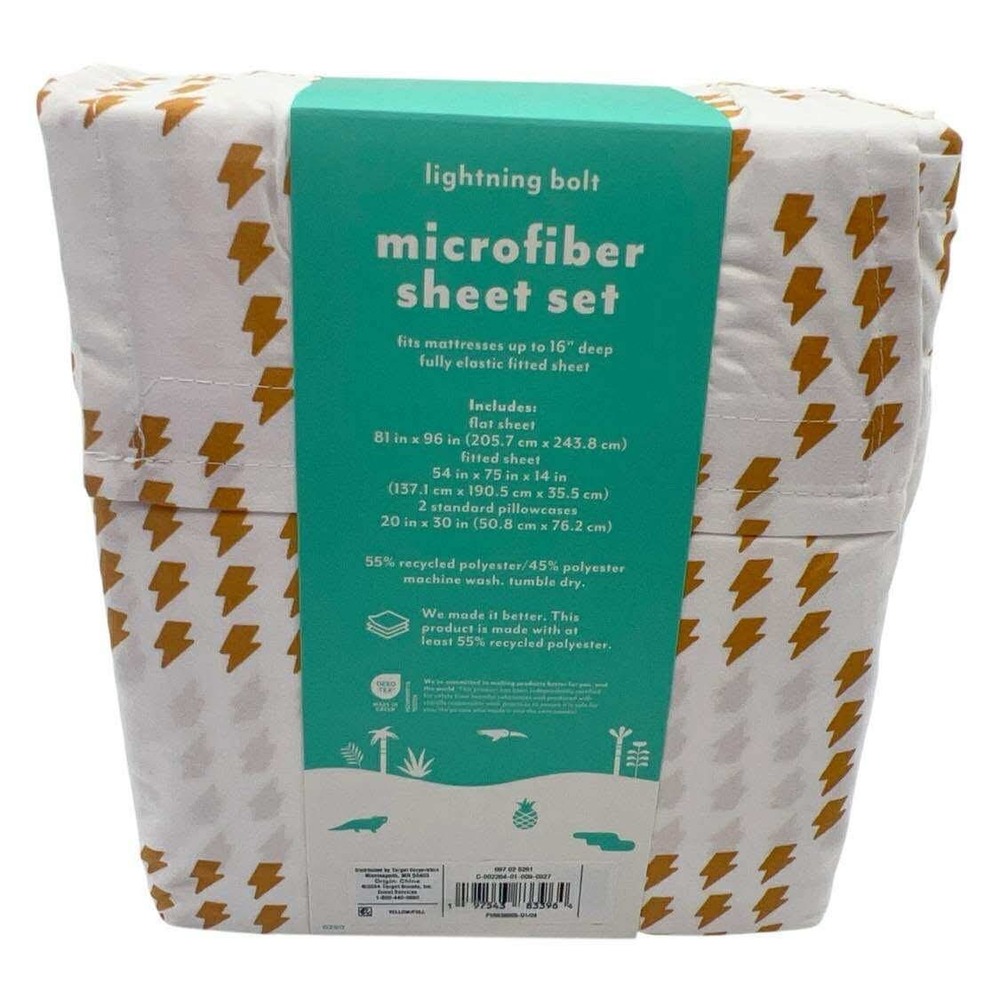Pillowfort Lightning‎ Bolt Microfiber Sheet Set Full Kids Bedding